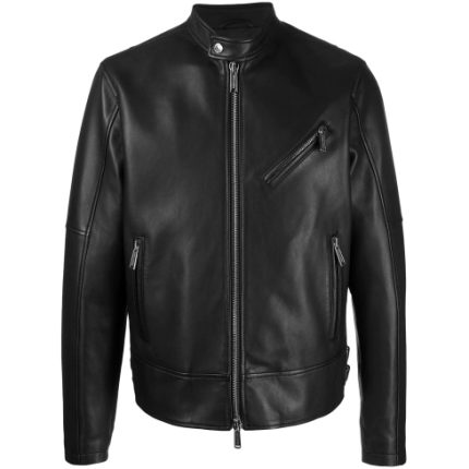 MENS SOFT BLACK LEATHER BIKER JACKET ZILG-103